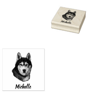 Siberian Husky  Personalized  Rubber Stamp
