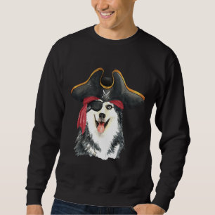 Siberian Husky Pirate Hand Drawn Watercolor Sweatshirt