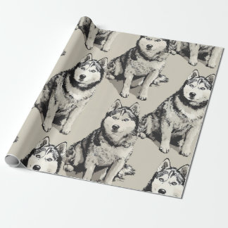 Siberian Husky Portrait Wrapping Paper