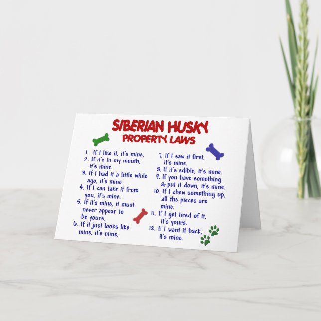 SIBERIAN HUSKY Property Laws 2 Card (Front)