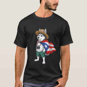 Siberian Husky Puerto Rico Flag Rican Taino Boricu T-Shirt