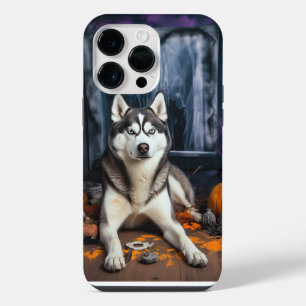 Siberian Husky Pumpkins Halloween Scary iPhone 14 Pro Max Case