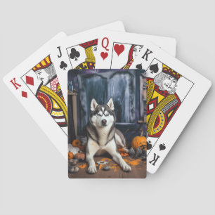 Siberian Husky Pumpkins Halloween Scary Playing Cards
