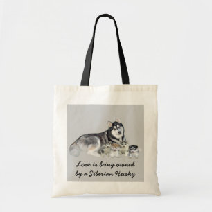 Siberian Husky & Puppies Tote Bag