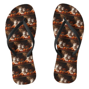 Siberian Husky Puppy Autumn Delight Pumpkin Jandals