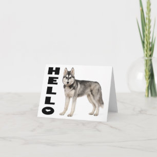Siberian Husky Puppy Dog Hello, ,Miss You, Love Card
