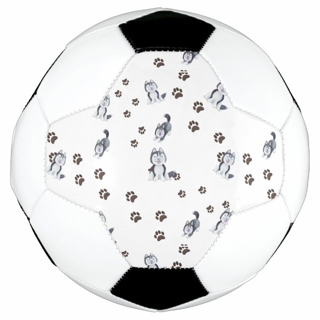Siberian Husky Puppy Dog Pet Paw Prints Tracks Dog Soccer Ball (Front)