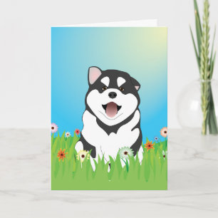 Siberian Husky Puppy Easter Card