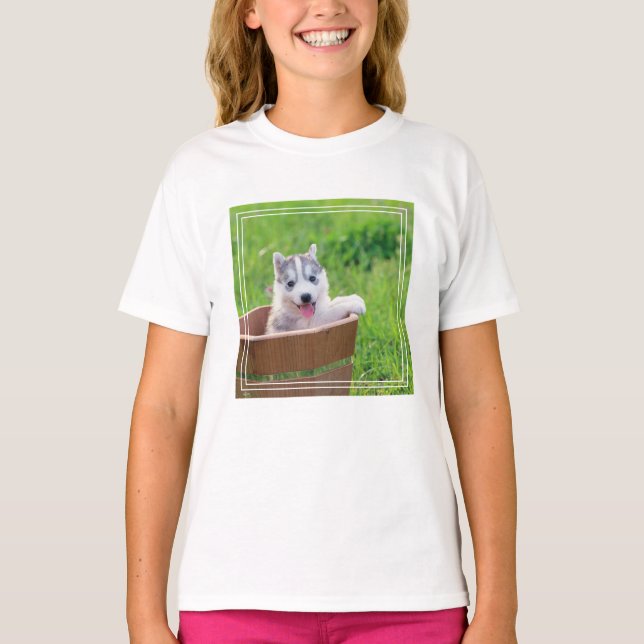 Siberian Husky Puppy in a Pot T-Shirt (Front)