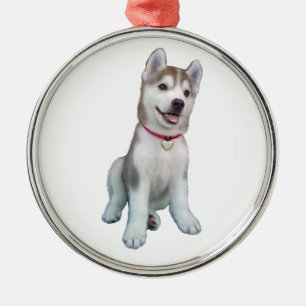 Siberian Husky Puppy Metal Tree Decoration