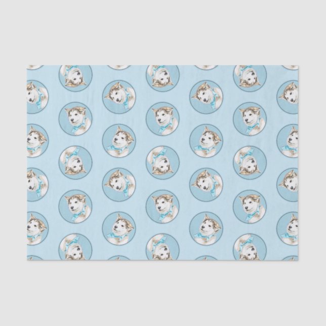 Siberian Husky Puppy Painting Copper Red Dog Art Tissue Paper (Front)