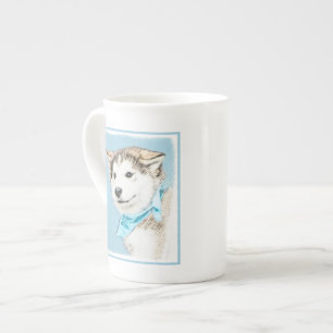 Siberian Husky Puppy Painting - Original Dog Art Bone China Mug