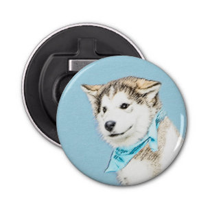 Siberian Husky Puppy Painting - Original Dog Art Bottle Opener