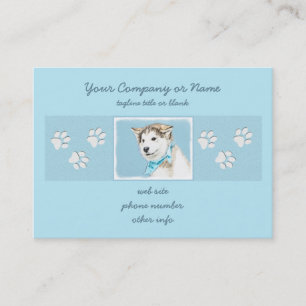 Siberian Husky Puppy Painting - Original Dog Art Business Card