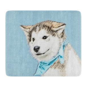 Siberian Husky Puppy Painting - Original Dog Art Cutting Board
