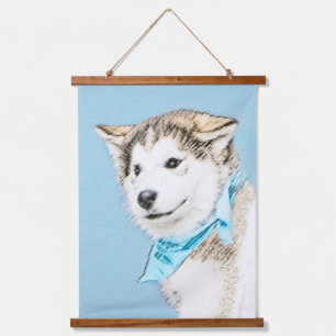 Siberian Husky Puppy Painting - Original Dog Art Hanging Tapestry