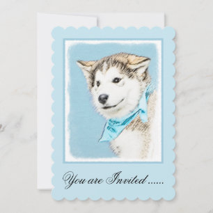 Siberian Husky Puppy Painting - Original Dog Art Invitation