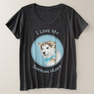 Siberian Husky Puppy Painting - Original Dog Art Plus Size T-Shirt