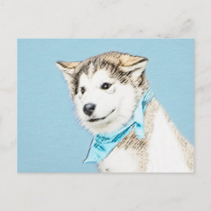 Siberian Husky Puppy Painting - Original Dog Art Postcard