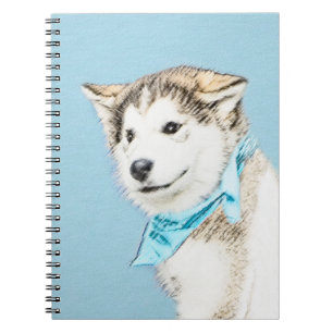 Siberian Husky Puppy Painting - Original Dog Art Spiral Notebook