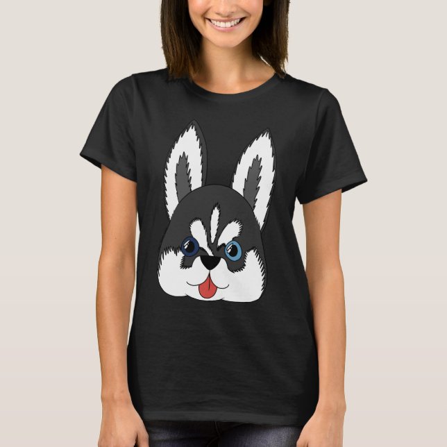 Siberian Husky Puppy Pattern Sticker T-Shirt (Front)