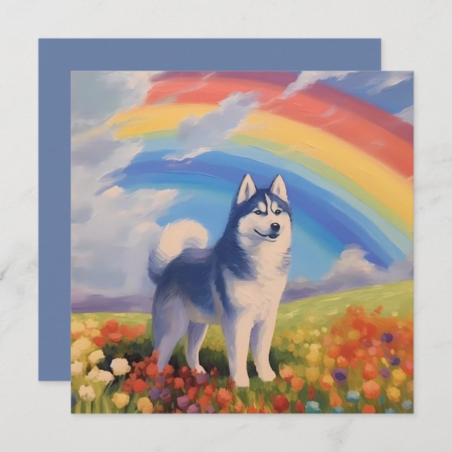 Siberian Husky Rainbow Memorial Custom Dog Name (Front/Back)