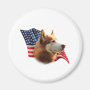 Siberian Husky (red) Flag Magnet