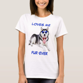 Siberian Husky Red Heart Heart-Shaped Sunglasses T-Shirt