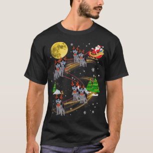 Siberian Husky Reindeer Christmas Dog Riding Santa T-Shirt