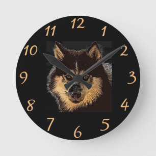 Siberian Husky Round Clock