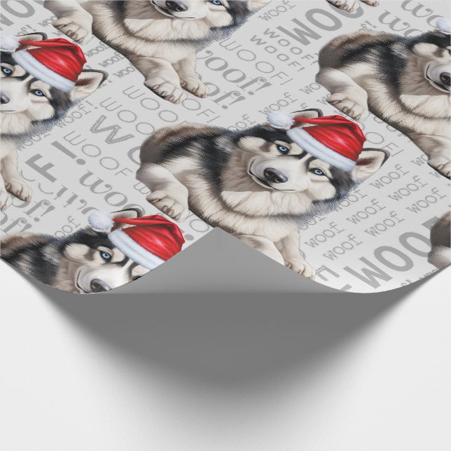 Siberian Husky Santa Christmas for Dog Lovers Wrapping Paper (Corner)