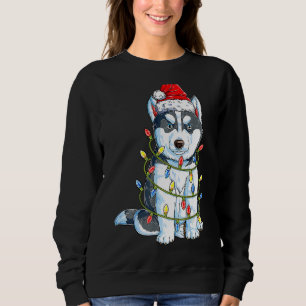 Siberian Husky Santa Christmas Tree Lights Xmas Bo Sweatshirt