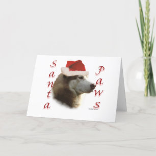 Siberian Husky Santa Paws Holiday Card