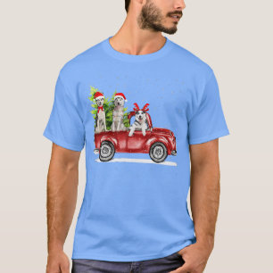 Siberian Husky Santa Red Truck Snow Christmas Tree T-Shirt
