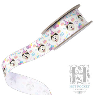 Siberian Husky Satin Ribbon