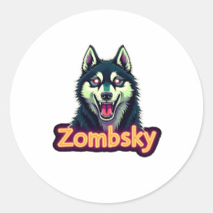 Siberian Husky Sibe Zombie Dog Halloween Essential Classic Round Sticker