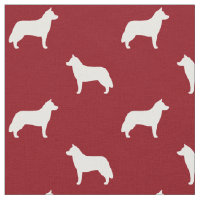 Siberian Husky Silhouettes Red and White Patterned