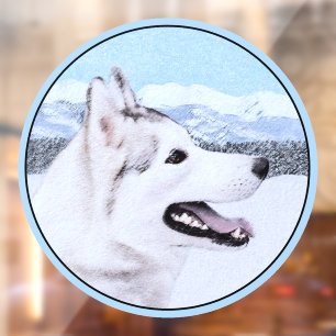 Siberian Husky (Silver and White) Painting Dog Art