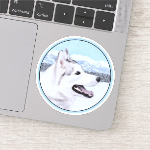 Siberian Husky (Silver and White) Painting Dog Art