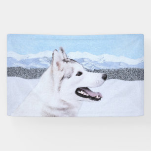 Siberian Husky (Silver and White) Painting Dog Art Banner