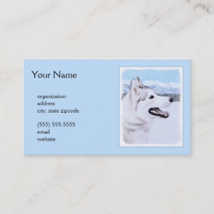 Siberian Husky (Silver and White) Painting Dog Art Business Card
