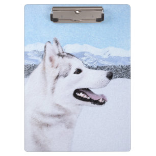 Siberian Husky (Silver and White) Painting Dog Art Clipboard