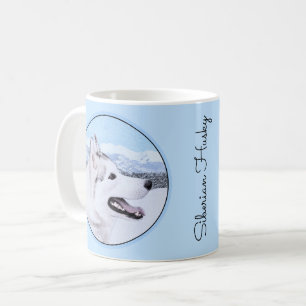 Siberian Husky (Silver and White) Painting Dog Art Coffee Mug