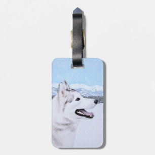 Siberian Husky (Silver and White) Painting Dog Art Luggage Tag