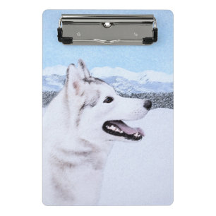 Siberian Husky (Silver and White) Painting Dog Art Mini Clipboard