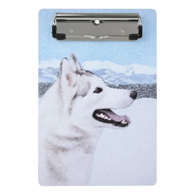 Siberian Husky (Silver and White) Painting Dog Art Mini Clipboard (Front)