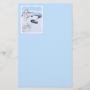 Siberian Husky (Silver and White) Painting Dog Art Stationery