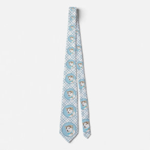 Siberian Husky (Silver and White) Painting Dog Art Tie