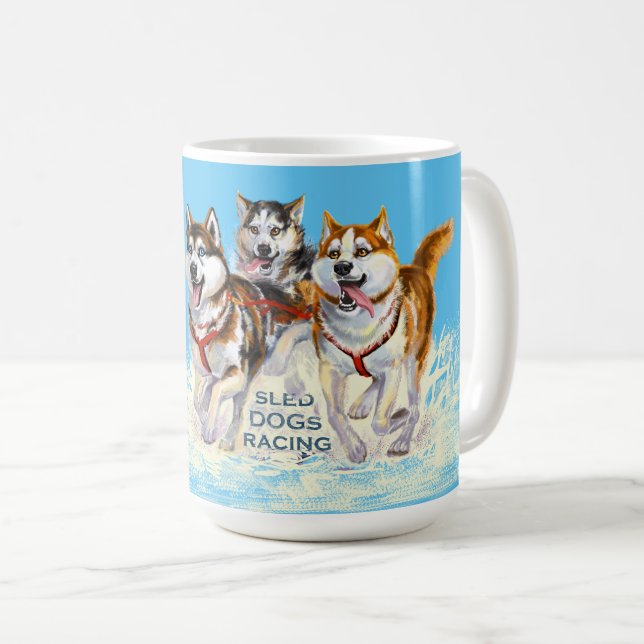siberian husky sled dogs coffee mug (Front Right)