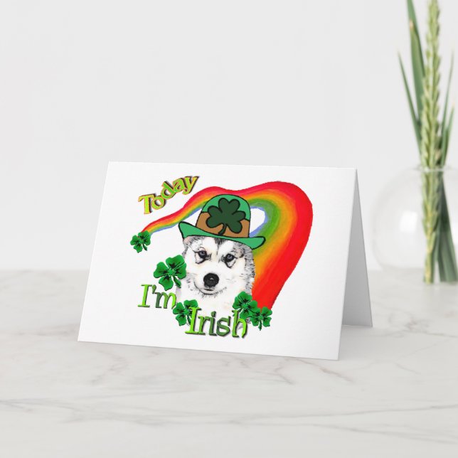 Siberian Husky St Patricks Day Card (Front)